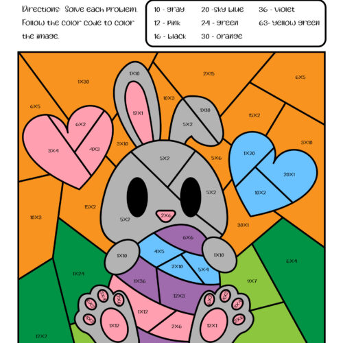 Easter Color by Code Multiplication Worksheets for 2nd 3rd - Image 9