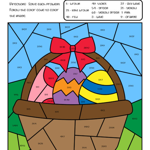 Easter Color by Code Multiplication Worksheets for 2nd 3rd - Image 8
