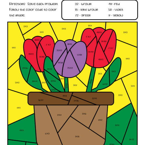 Easter Color by Code Multiplication Worksheets for 2nd 3rd - Image 2