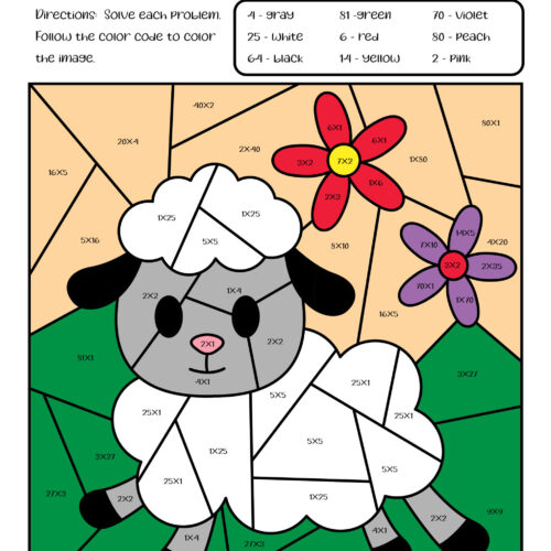 Easter Color by Code Multiplication Worksheets for 2nd 3rd - Image 7