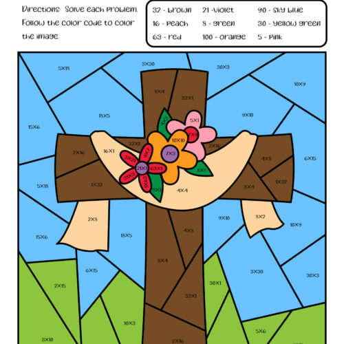 Easter Color by Code Multiplication Worksheets for 2nd 3rd - Image 5