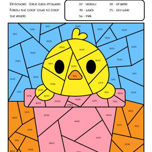 Easter Color by Code Multiplication Worksheets for 2nd 3rd - Image 3