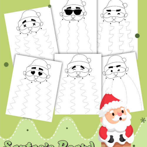 Santa Beard Fine Motor Cutting and Tracing Practice Worksheets - Image 2