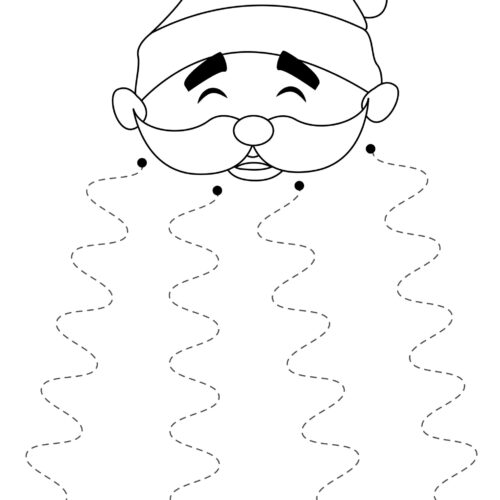 Santa Beard Fine Motor Cutting and Tracing Practice Worksheets - Image 3