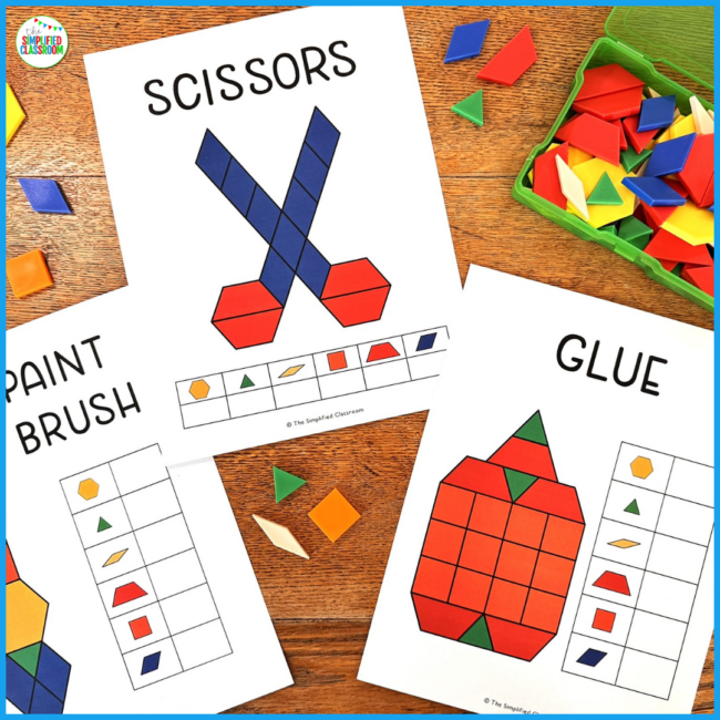 Back to School Pattern Blocks Templates Printable Tangrams Activities Puzzles - Image 2