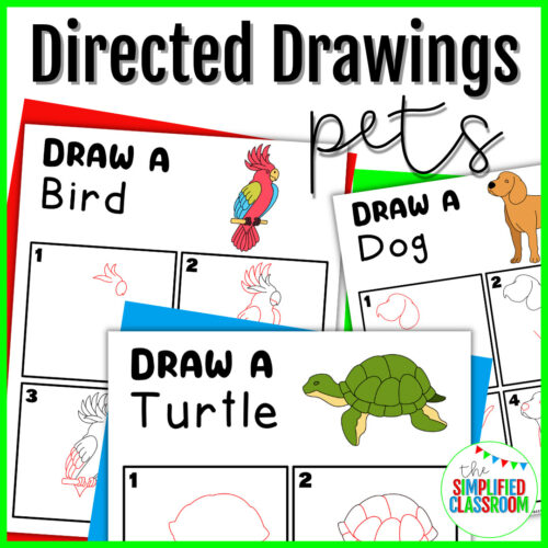 Pets Animals Directed Drawing NO PREP Activity
