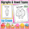 Color Code by Digraphs Vowel Teams Ice Cream Worksheets