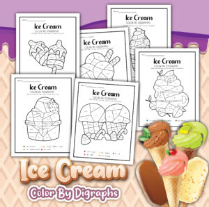 Color Code by Digraphs Vowel Teams Ice Cream Worksheets - Image 2
