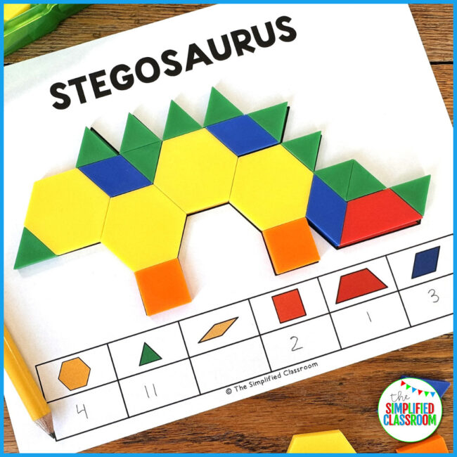 Pattern Block Mats Printable Tangrams Puzzles Dinosaur Pattern Blocks Task Cards - Image 2
