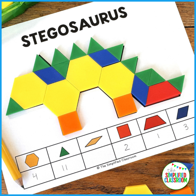 Pattern Block Mats Printable Tangrams Puzzles Dinosaur Pattern Blocks Task Cards - Image 2