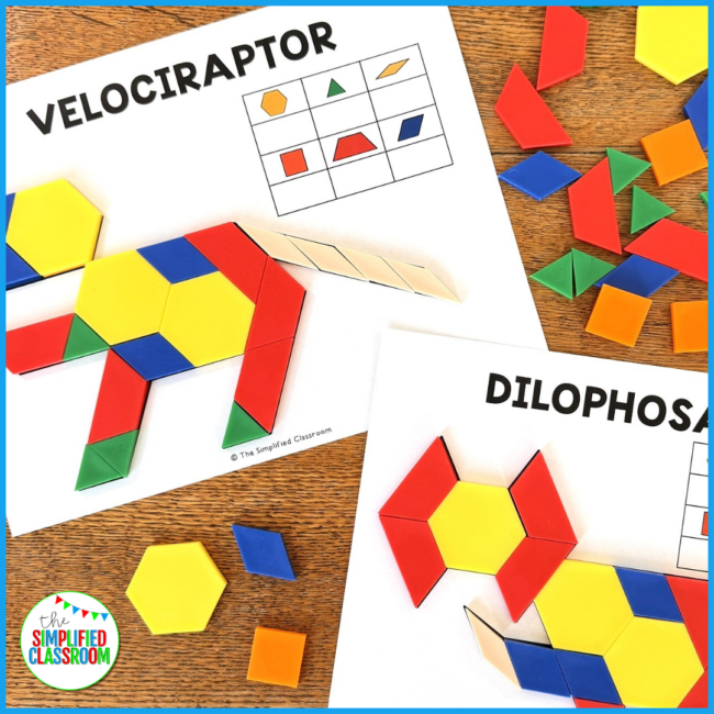 Pattern Block Mats Printable Tangrams Puzzles Dinosaur Pattern Blocks Task Cards - Image 4