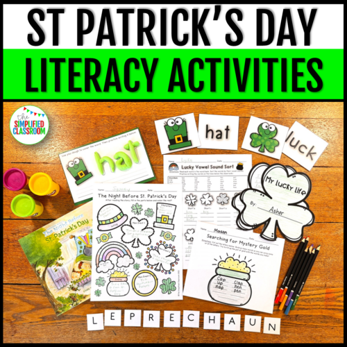 St Pattys Day Writing Crafts Prompt Play Doh Mats Vowel Sort Literacy Centers