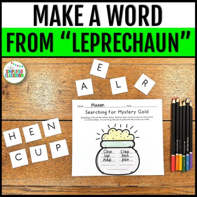 St Pattys Day Writing Crafts Prompt Play Doh Mats Vowel Sort Literacy Centers - Image 3