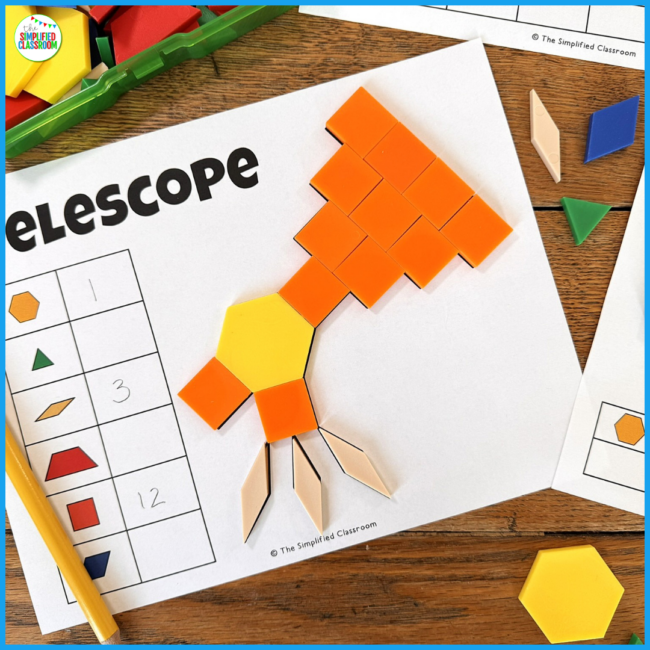 Pattern Block Mats Printable Tangrams Puzzles Space Pattern Blocks Task Cards - Image 2
