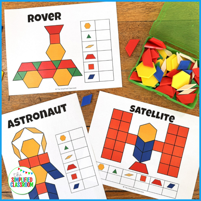 Pattern Block Mats Printable Tangrams Puzzles Space Pattern Blocks Task Cards - Image 3