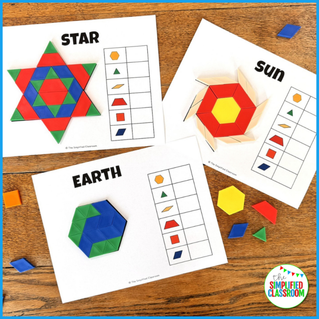 Pattern Block Mats Printable Tangrams Puzzles Space Pattern Blocks Task Cards - Image 4