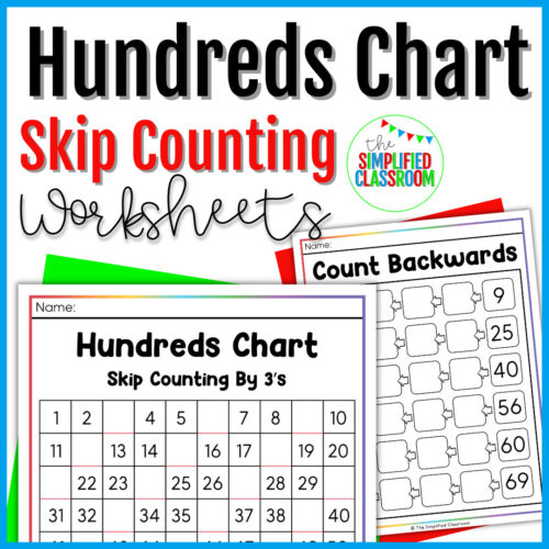 Hundreds Chart Skip Counting Worksheets and Extra Activities