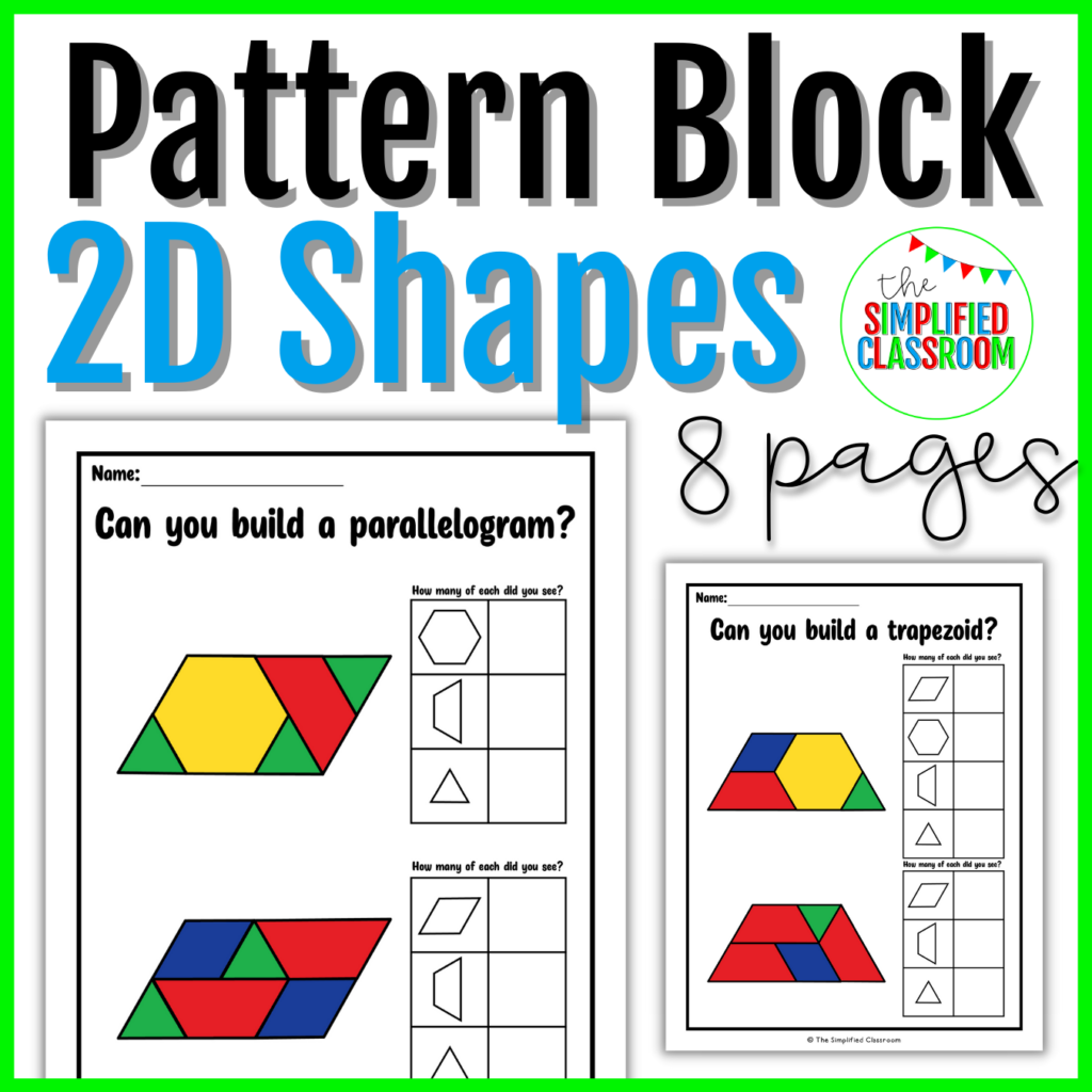 Pattern block shapes worksheets the simplified classroom