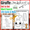 Giraffe Worksheet Activity Set for Kindergarten First or Second Grade Animals