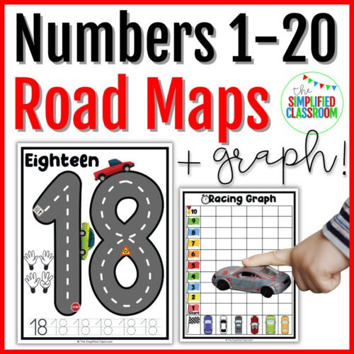 Number Road Mats Numbers 1 - 20 plus Graphing for Hands on Fun with Mini Cars