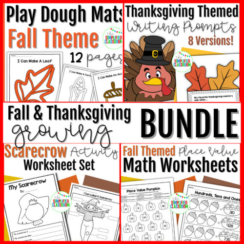 Bundle of Fall and Thanksgiving Themed Worksheets and Activities
