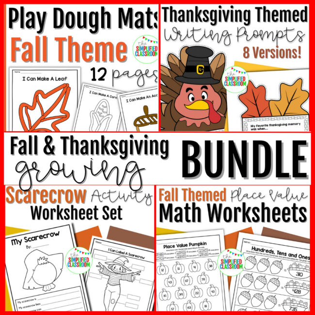 Bundle of Fall and Thanksgiving Themed Worksheets and Activities