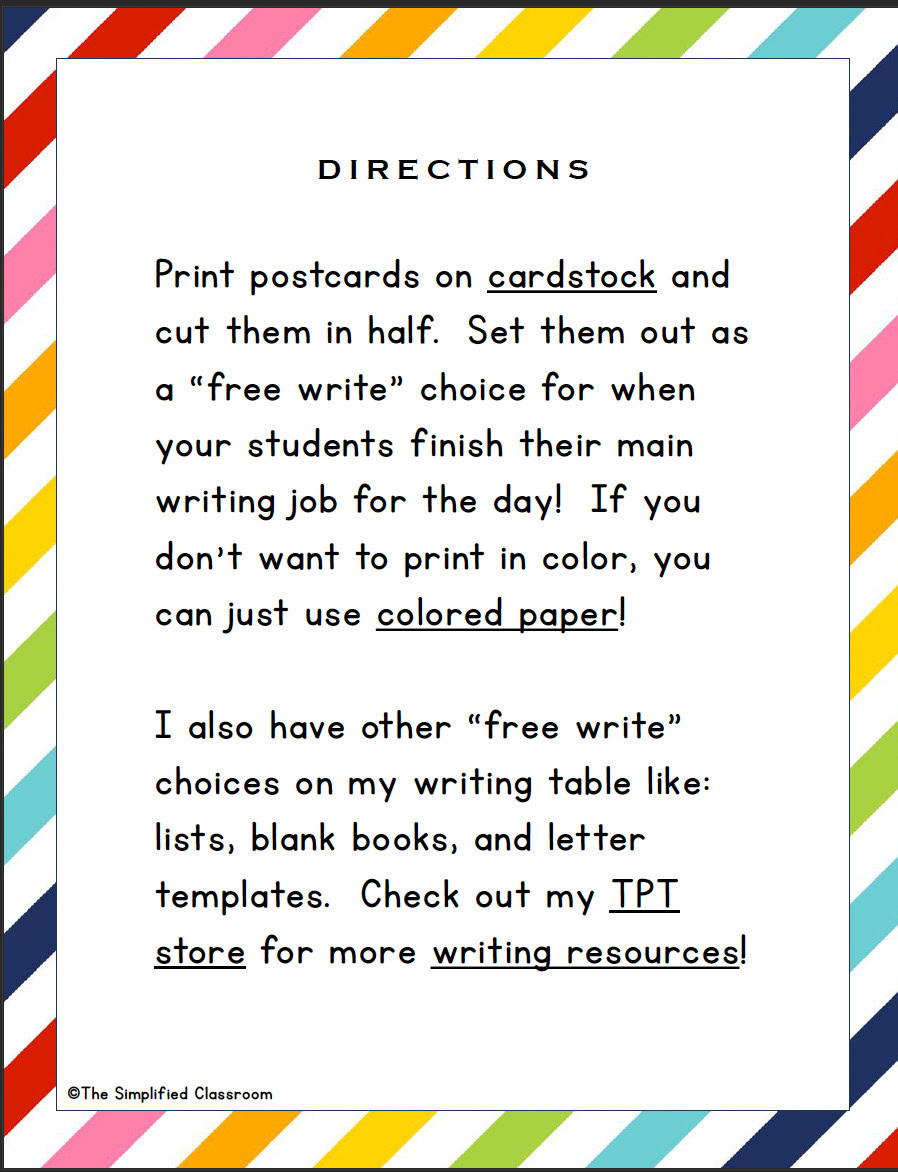 FREE Printable Postcard Writing for First Grade - Image 2
