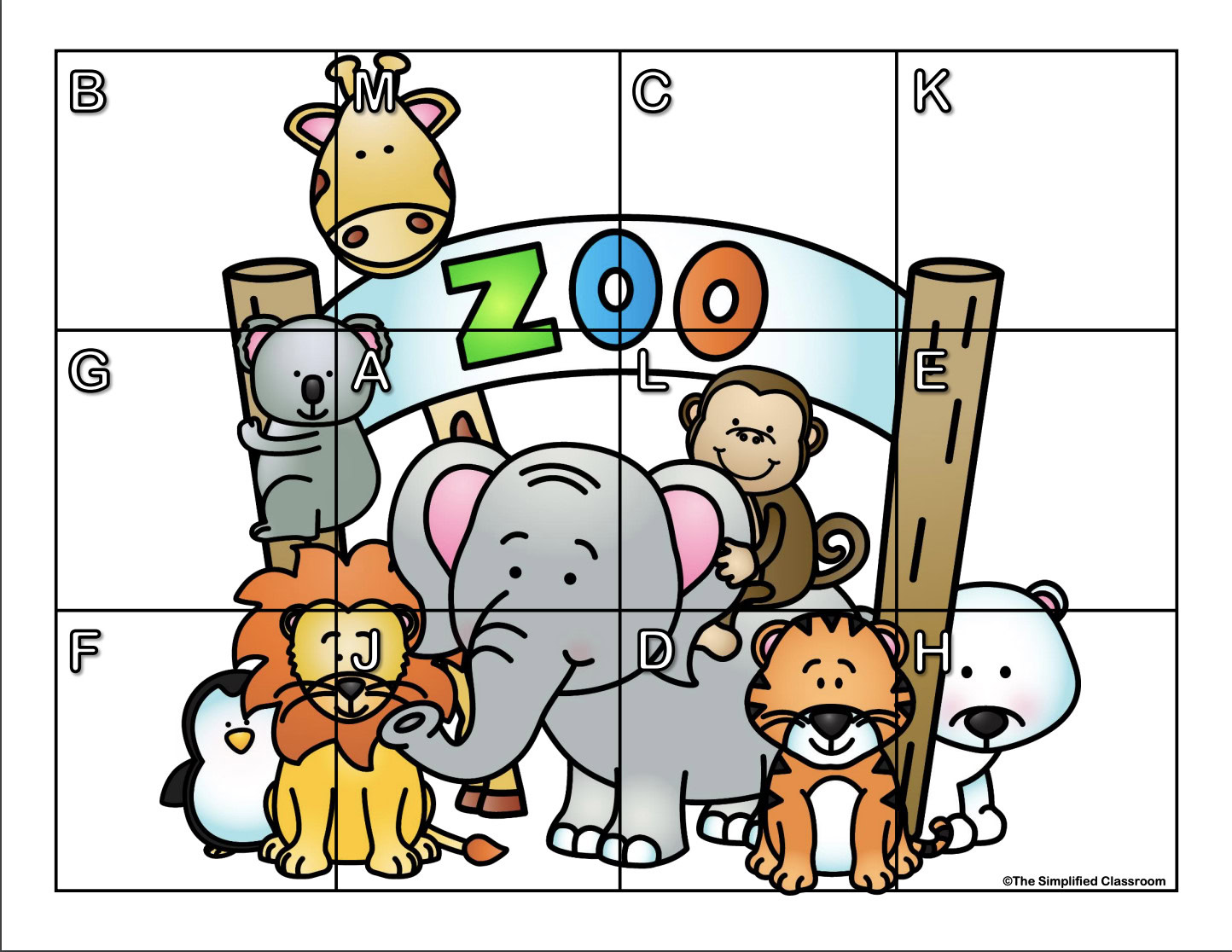 FREE Letter and Number Matching Puzzles Zoo Animals - Image 4