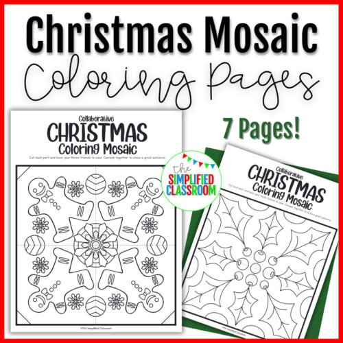 Christmas Mosaic Coloring Collaborative Worksheets