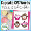 FREE Editable Cupcake CVC Words