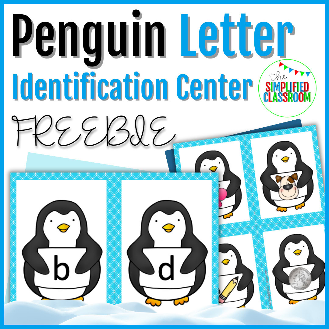 FREE Penguin Letter Identification ID Center for B D P and Q