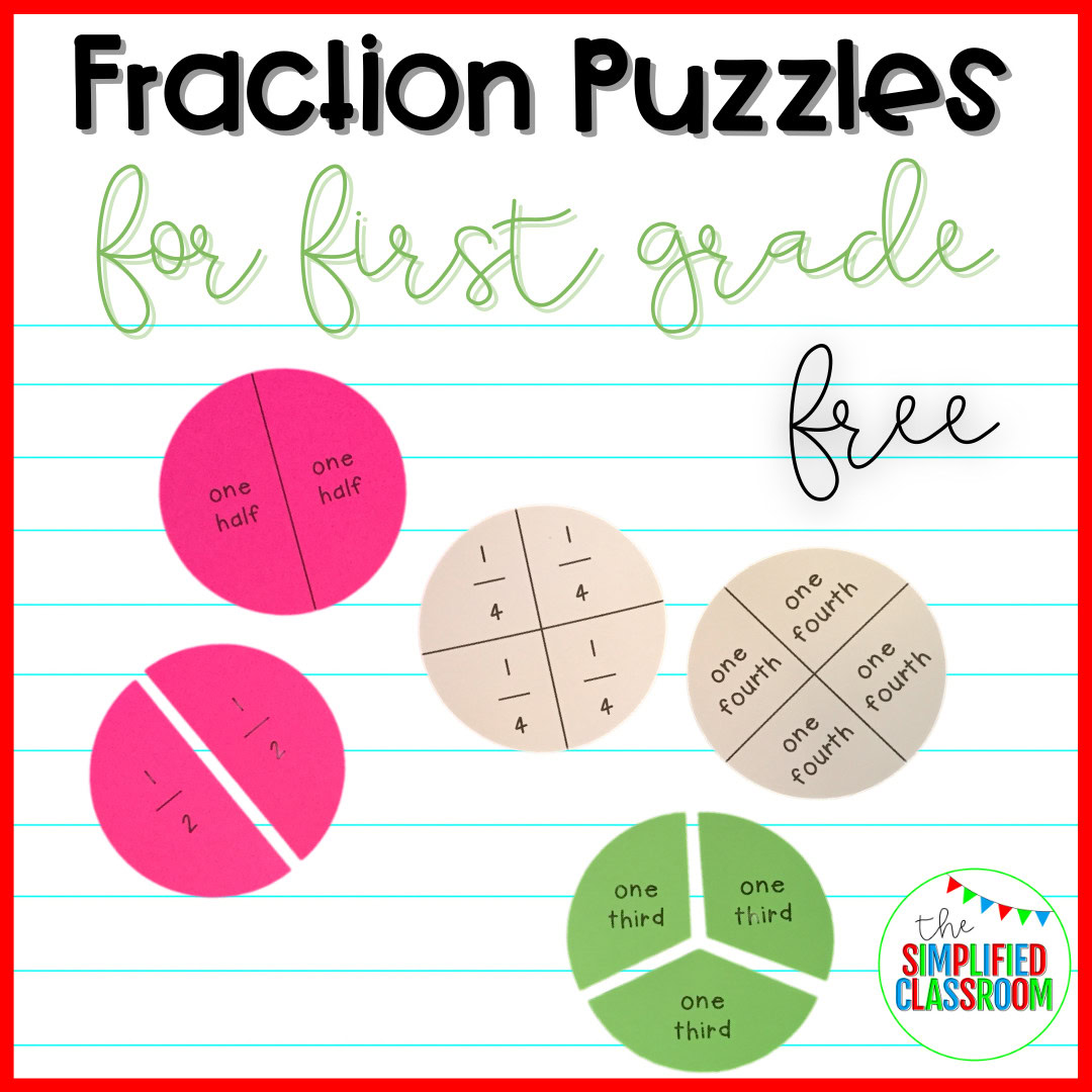 FREE Fraction Puzzles Visual for First Grade