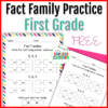 FREE Fact Families Family Practice Worksheet for First Grade