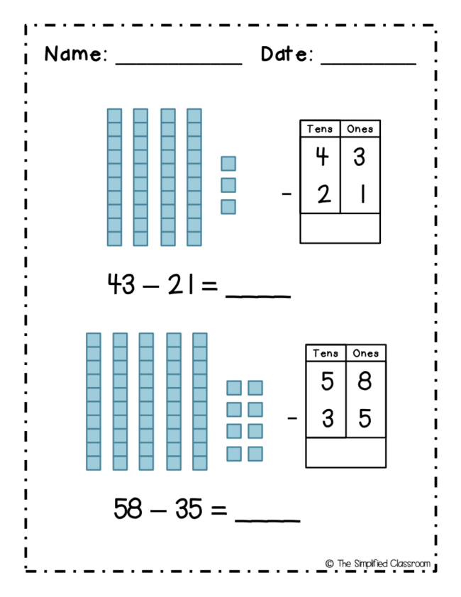 FREE Subtraction without Borrowing Using Place Value Blocks - Image 4