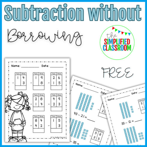 FREE Subtraction without Borrowing Using Place Value Blocks