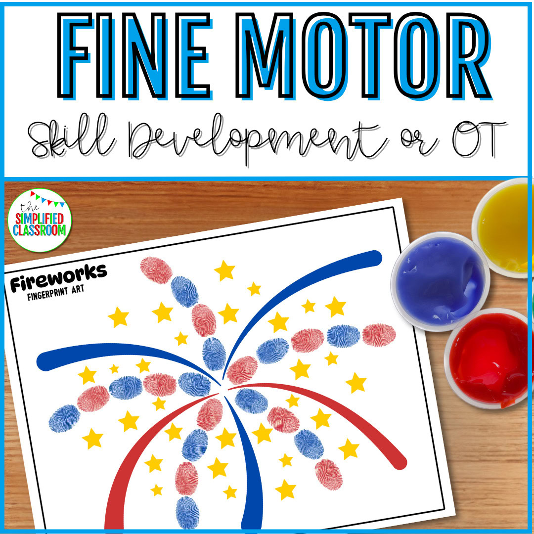 4th of July Handprint Craft Preschool Fine Motor Occupational Therapy Worksheets - Image 2