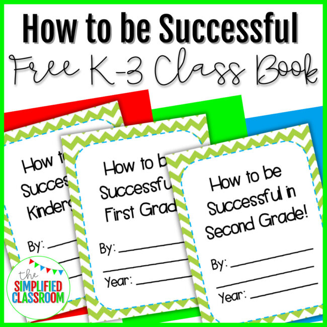 FREE Class Book How to be Successful in Kindergarten First Grade Second Grade