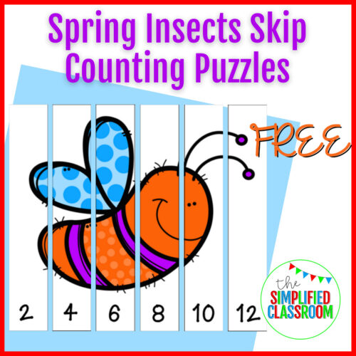 FREE Spring Insects Skip Counting Puzzles for First Grade