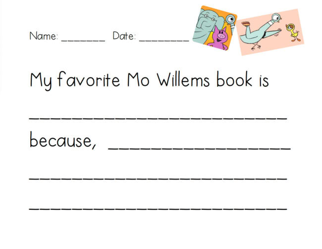 FREE My Favorite Mo Willems Book Writing Paper - Image 2