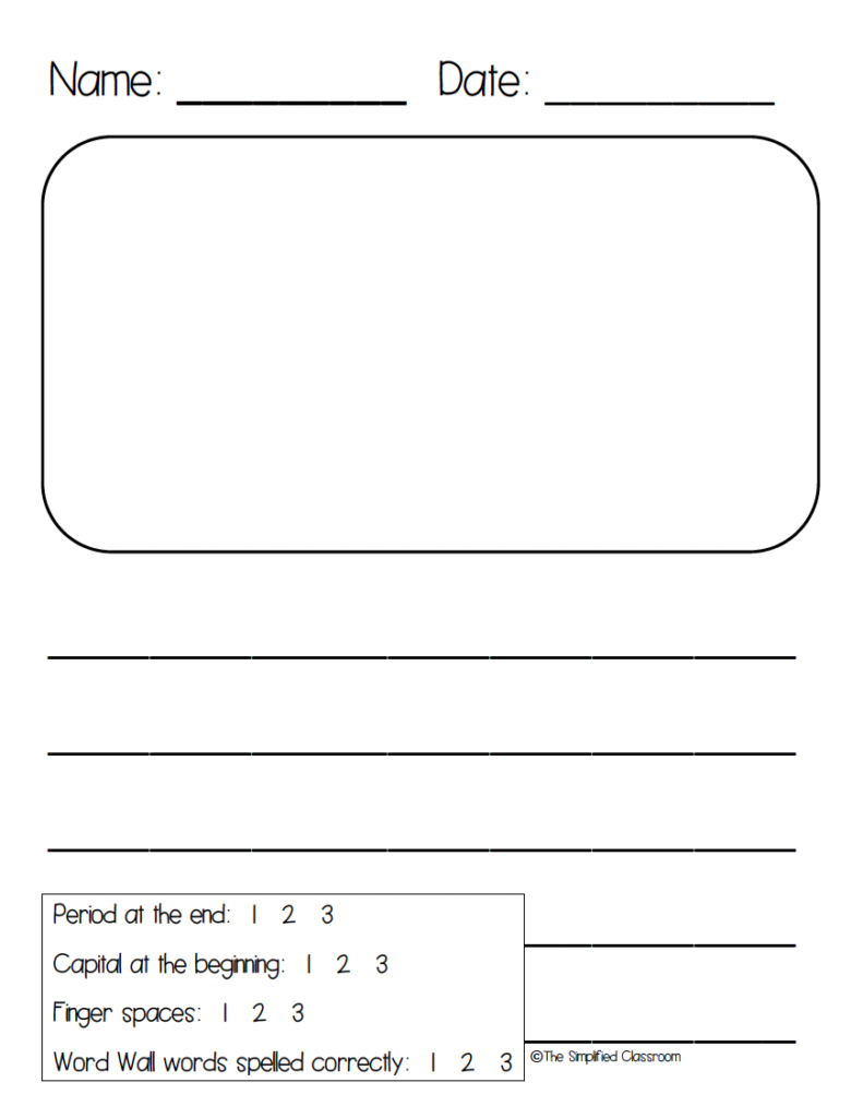 Free first grade writing paper with a 1 2 3 rubric the simplified
