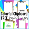 FREE Colorful Clipboard Flat Lay Mockups Stock Photos