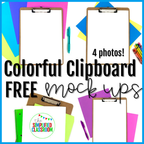 FREE Colorful Clipboard Flat Lay Mockups Stock Photos