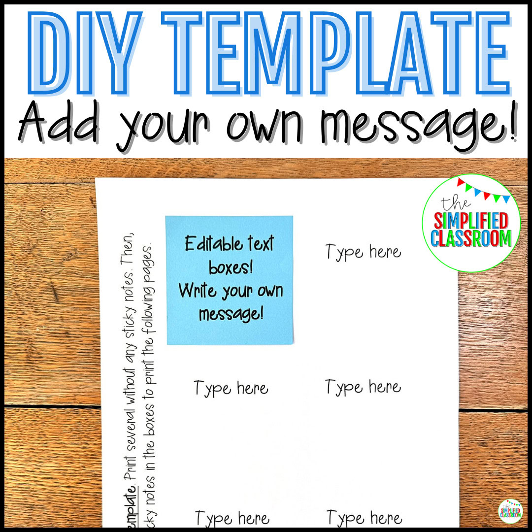 Printable Encouragement Notes Positive sticky note template with pre-designed uplifting messages for students.
