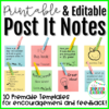EDITABLE Printable Post It Notes for Student Encouragement and Feedback