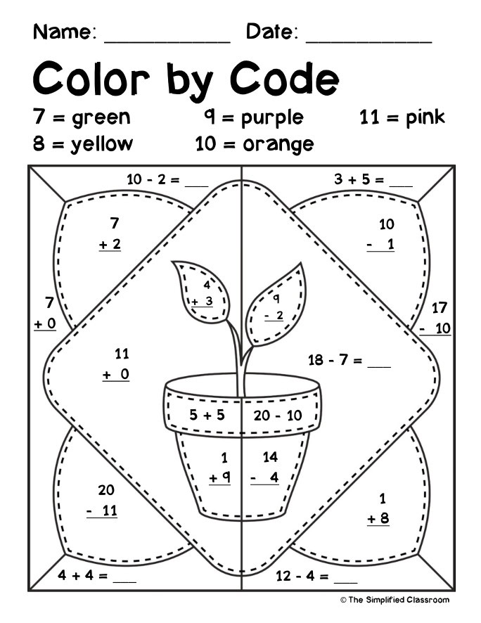 Color by Code Coloring Activities Earth Day Addition and Subtraction within 20 - Image 3