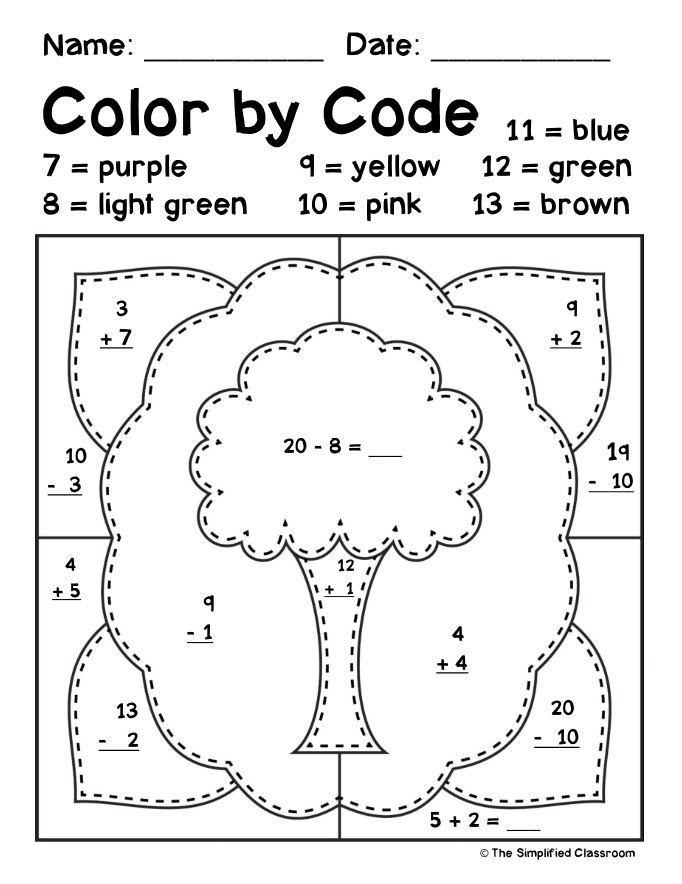 Color by Code Coloring Activities Earth Day Addition and Subtraction within 20 - Image 2