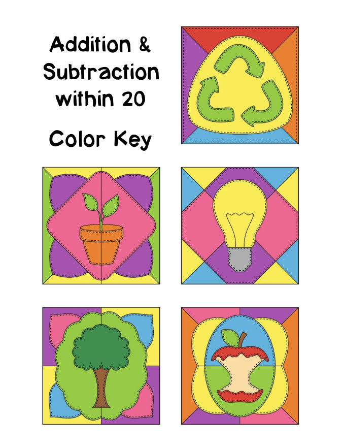 Color by Code Coloring Activities Earth Day Addition and Subtraction within 20 - Image 4