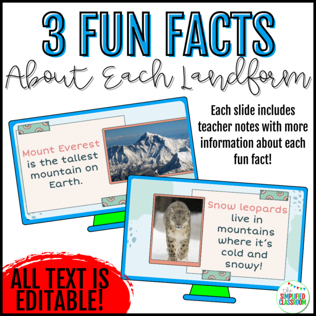 Landforms 1st 2nd 3rd Grade Geography Landforms & Landscapes Slides & Pictures - Image 4