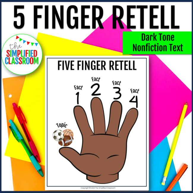 Story Elements 5 Finger Retell Poster Story Sequencing & Retelling Hand Activity - Image 2