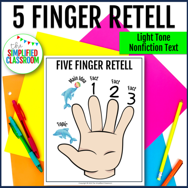 Story Elements 5 Finger Retell Poster Story Sequencing & Retelling Hand Activity - Image 4